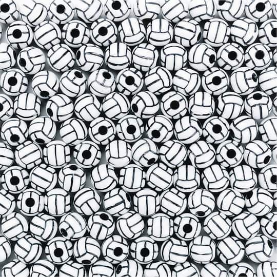 S&#x26;S&#xAE; Worldwide Black &#x26; White Volleyball Plastic Beads, 12mm